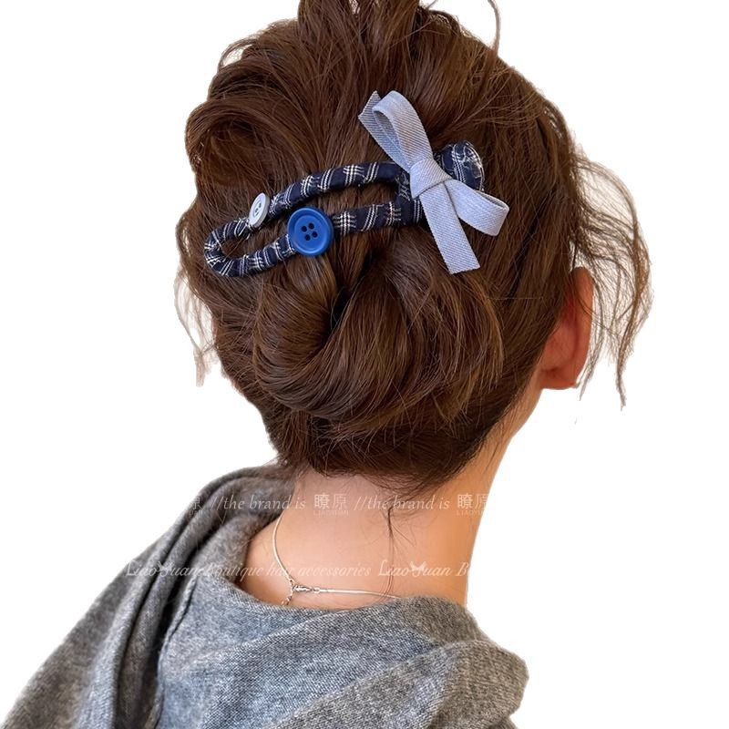 Cute bow hairpin at the back of the female head, high-end updo, duckbill clip, large scratch clip, 2025 new style headwear for women Item Picture