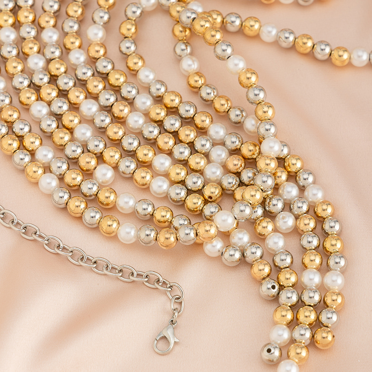 European and American cross-border jewelry, retro high-end woven shawl, pearl necklace, exaggerated body chain Specification drawing