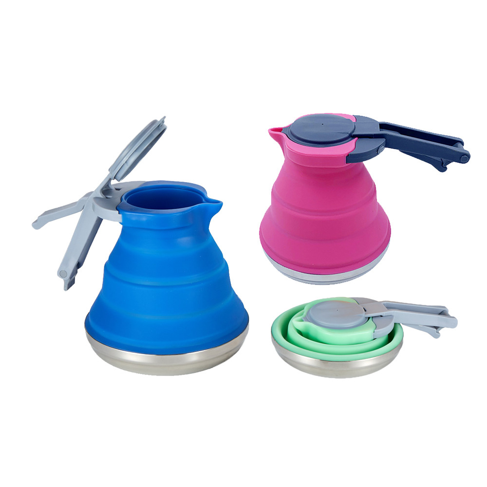 Outdoor creative portable foldable silicone water kettle 1500ml large-capacity travel, camping and picnic water kettle details Picture