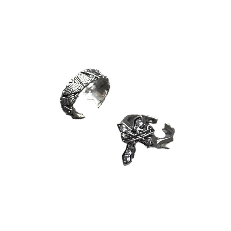 Retro aged cross opening ring, a unique design sense for women, fashionable and individual, hip-hop and cool index finger ring Item Picture