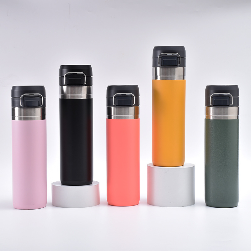 Cross-border simple vacuum double-layer 304 stainless steel bouncing cup, vacuum double-layer insulated cup, outdoor portable straight cup details Picture