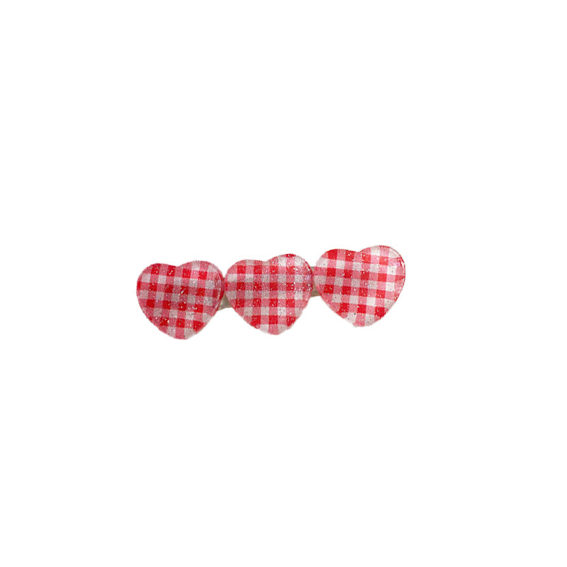 Sweet girl, cute hair clips, heart-shaped stars, red checkered side clips, bangs clips, duckbill clips, straight hair clips Item Picture