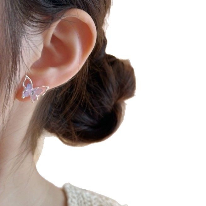 Spring and summer exquisite butterfly rose ear studs, unique and small, versatile design, fresh and sweet earrings and earrings Item Picture