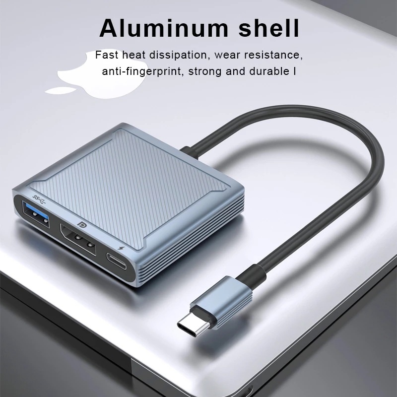 USB C to DisplayPort 3-in-1 USB3.1Type-C to USB+DP+PD Laptop Docking Station Specification drawing