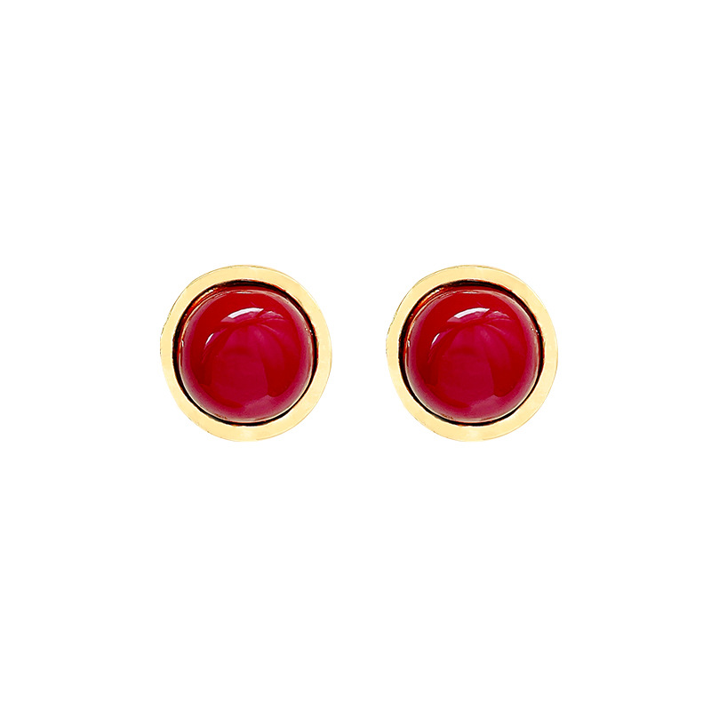 Ankela red pearl stud earrings for Women, a new bestseller in 2025, with a unique sense of high-end style and retro autumn and winter earrings Item Picture