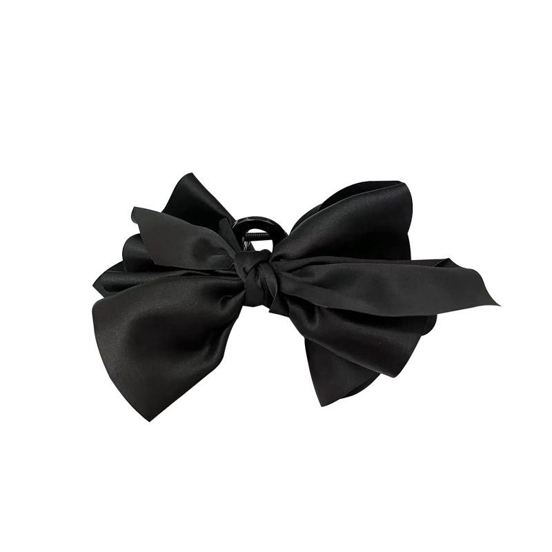 Large bow satin hair clips, curly hair grabbers, large volume, shark clips, autumn high-end style, Korean hair grabbers for women Item Picture