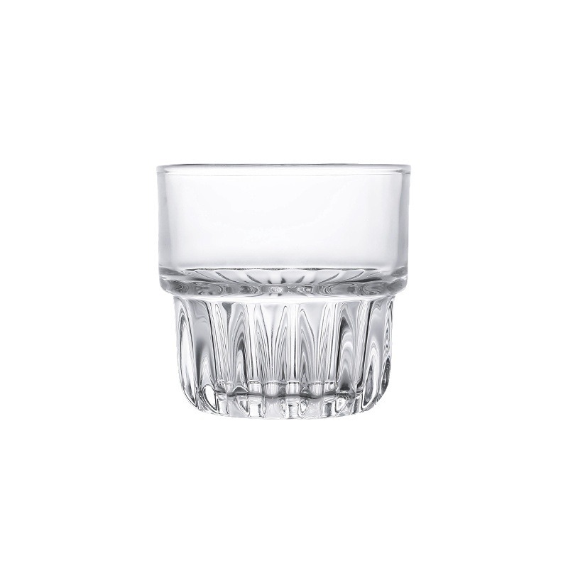 Retro household beverage cups, glass water cups, transparent cold brew latte glass small cups, stackable American iced coffee cups Item Picture