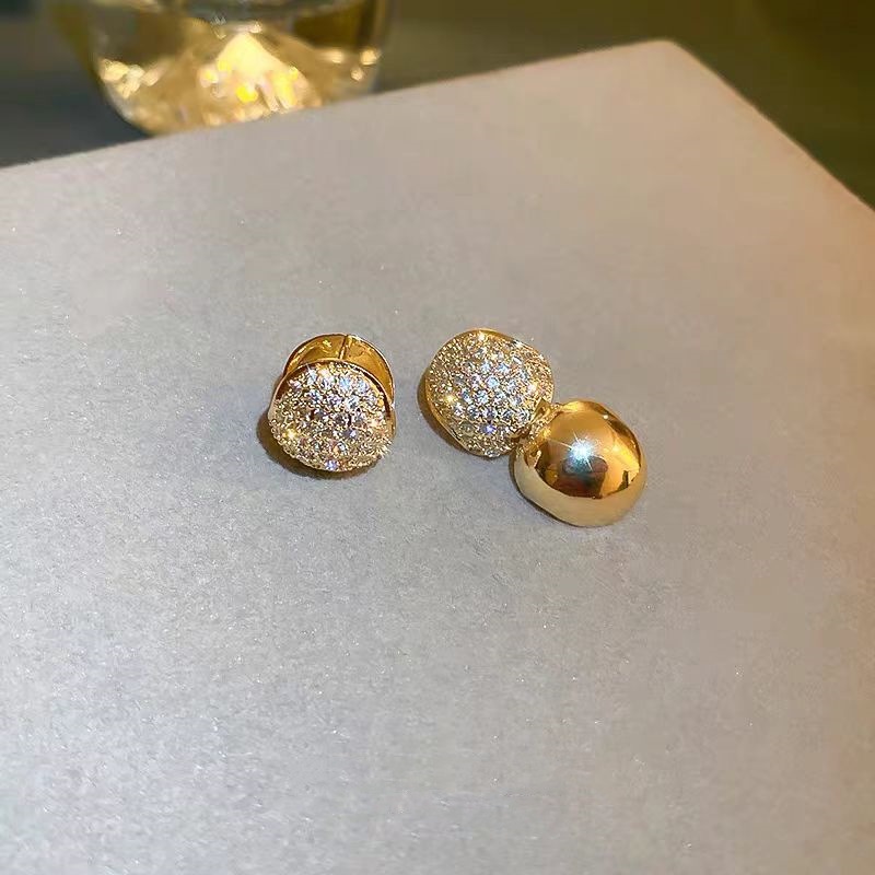 Super sparkling light luxury Full diamond ball ear buckle earrings, a new style in 2025, exuding an exquisite and high-end feel, versatile and stylish bestsellers Specification drawing