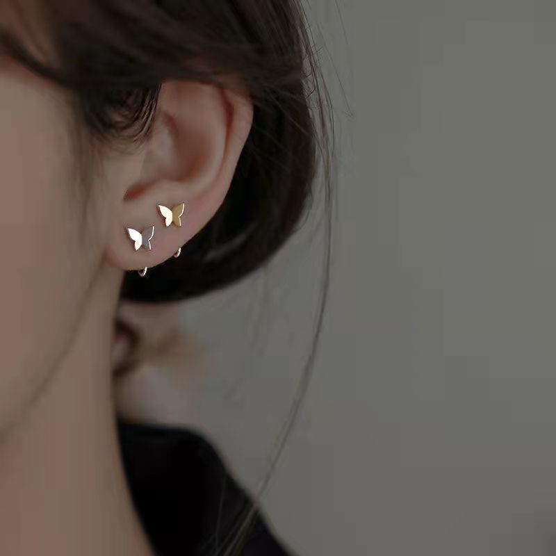 Butterfly earrings for women, 2025 new style ear hooks, Korean style, high-end feel, round face to show off, small ear studs, simple earrings Application Scenario