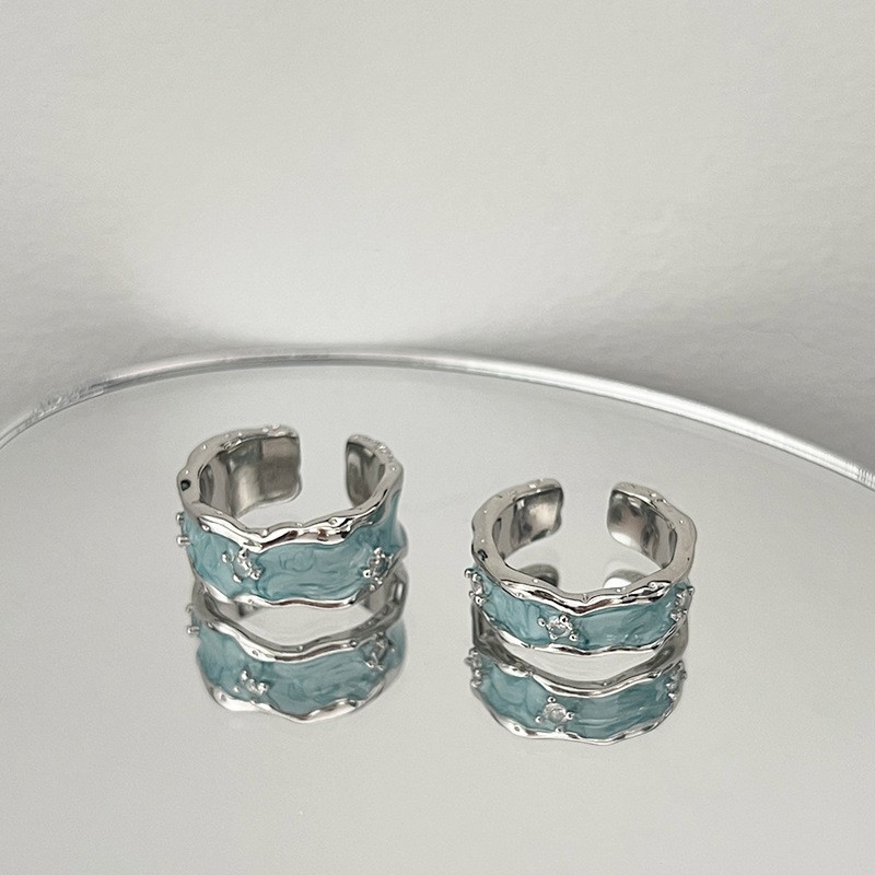 High-end texture enamel drop glaze, niche design open ring, women's Instagram, cold style, simple and individual food ring full figure
