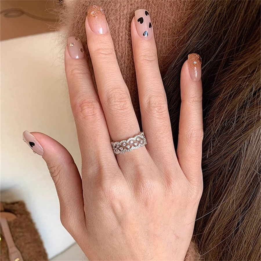 S925 sterling silver small crown lace diamond ring for women, a light luxury and high-end index finger ring, exquisite and versatile, layered ring full figure