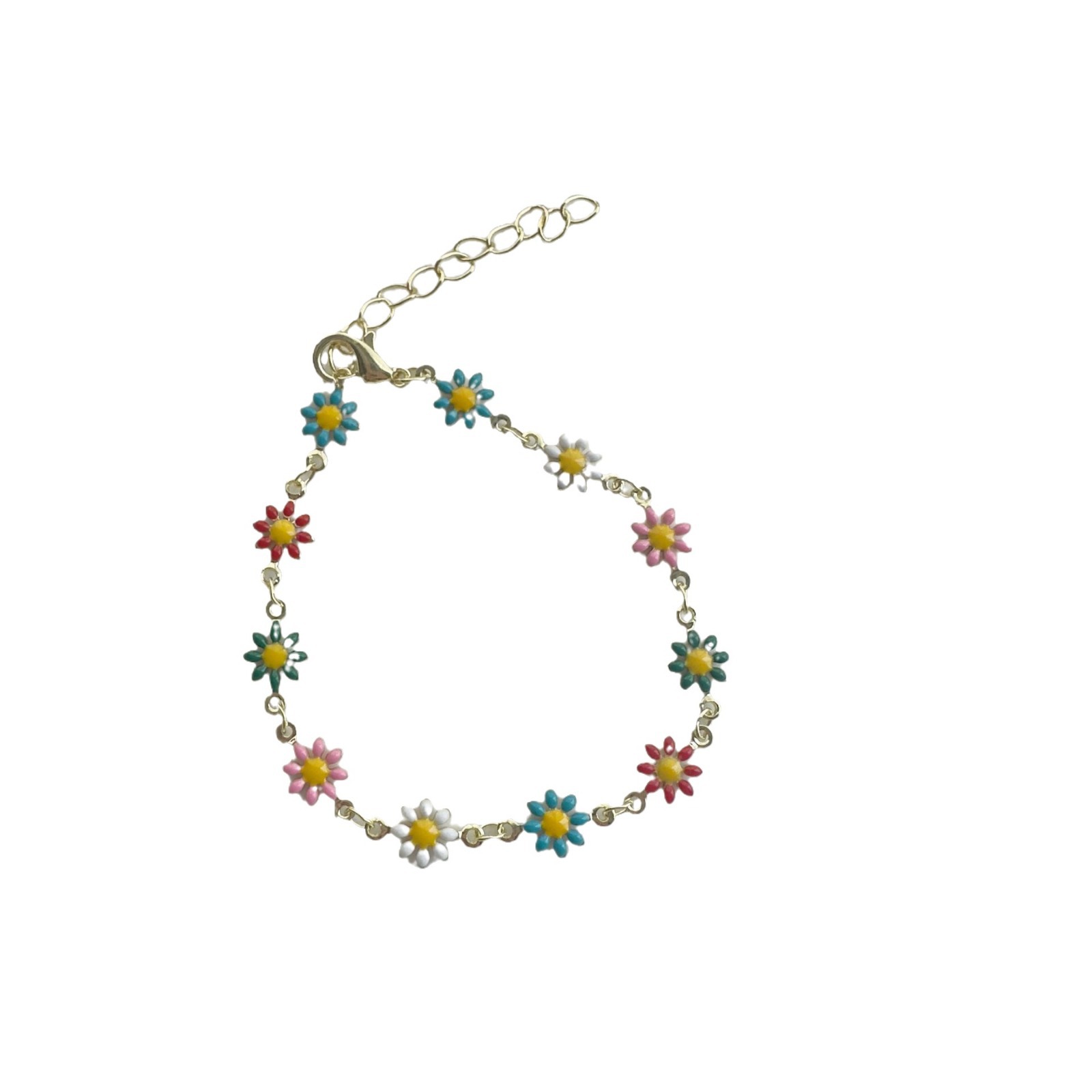 Colorful and niche necklace, a girl's fresh and delicate Daisy flower bracelet and necklace, an ins style color-blocking design collarbone chain accessory Item Picture