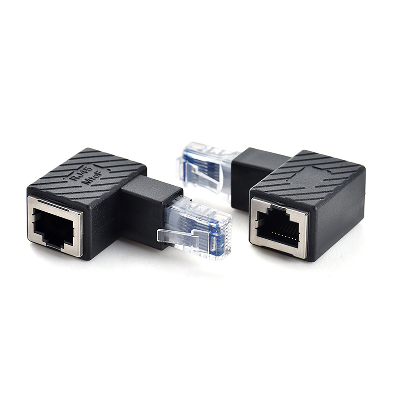 Network connector RJ45 adapter, 90-degree RJ45 connector, network straight-through head, network crystal head, down-bend adapter full figure