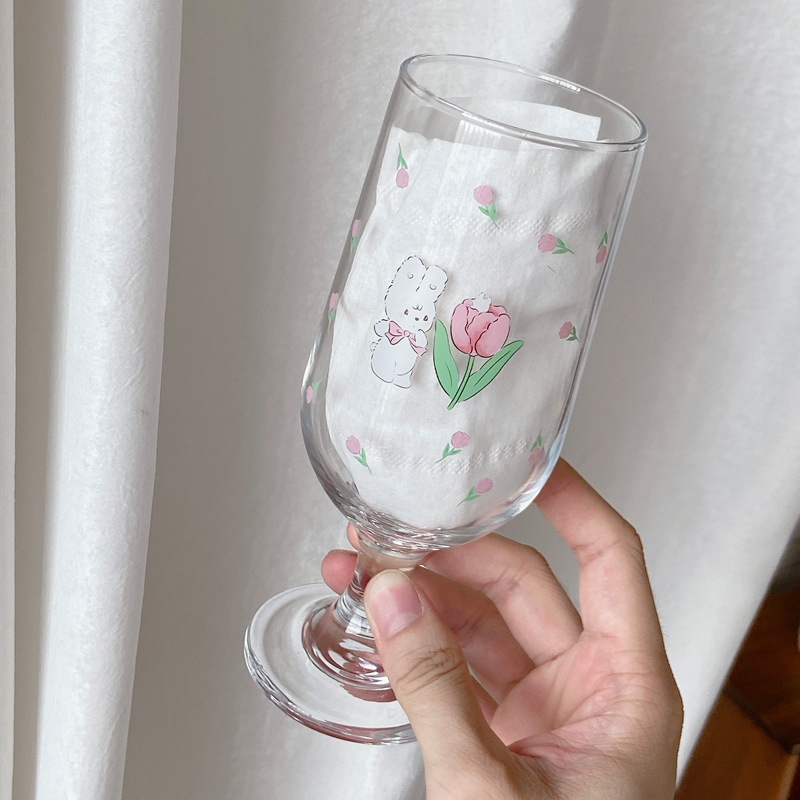 Bolimei cartoon-style glass cups, tall glasses, girlish breakfast juice cups, milk water cups, rabbits Application Scenario