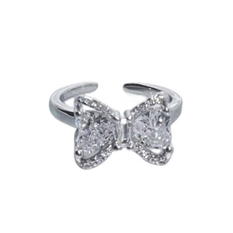 A light luxury and high-end full-diamond open-top ring for women on Instagram, with a cold and elegant style, fashionable and versatile index finger ring, as an autumn and winter accessory Item Picture