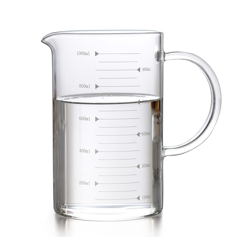 Wholesale measuring cups: High borosilicate glass graduated cups, thickened, high-temperature resistant, large-capacity kitchen and household baking cups, water cups Item Picture