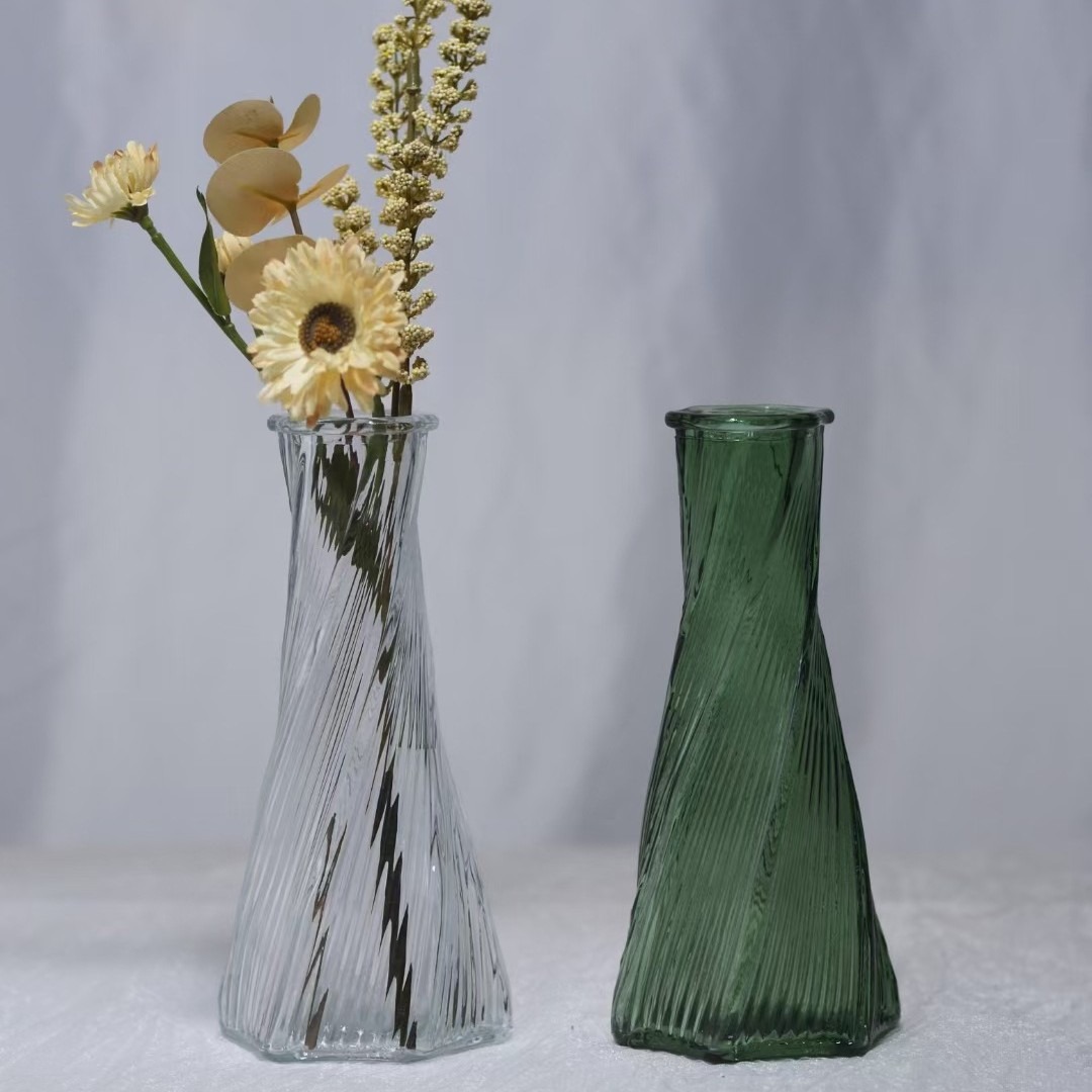 Transparent glass irregular dining table vase, light luxury home living room decoration, colorful vase, model room ornaments, simple and elegant Application Scenario