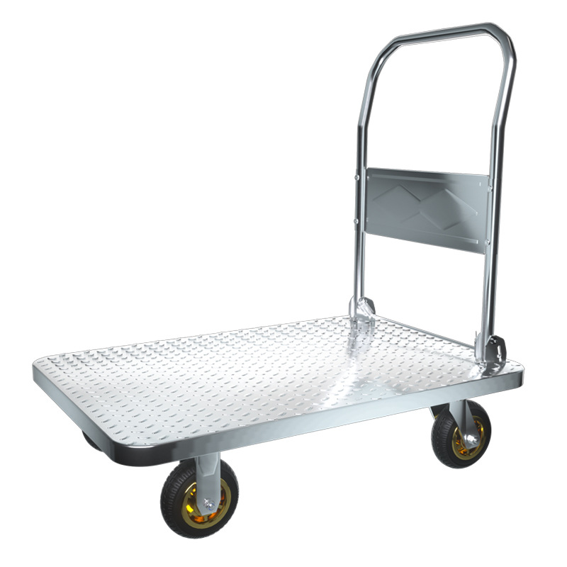 Portable trolley, folding trolley, flatbed trolley, silent handcart, trailer, thickened steel plate trolley, Mi Xiang Item Picture