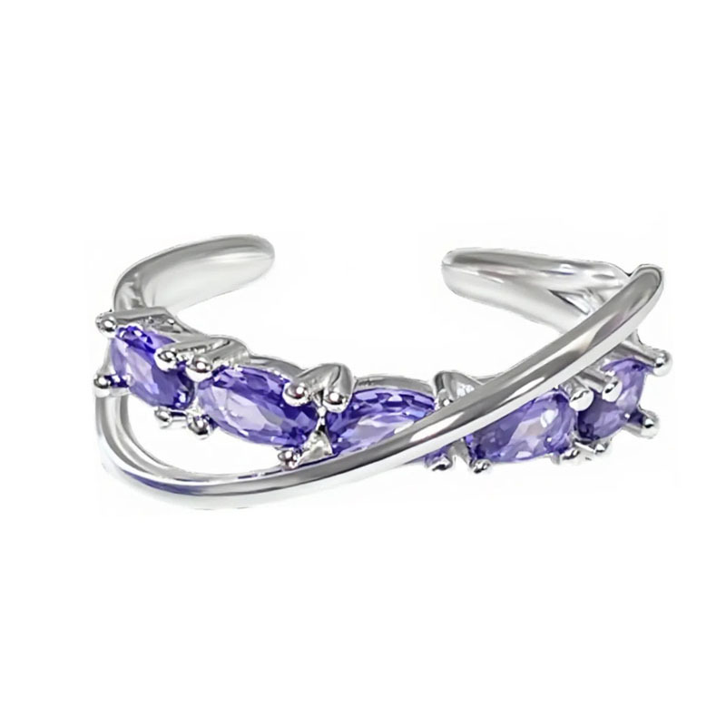 The Star River Trajectory pink and purple diamond cross-encircled simple and unique open ring with a feminine charm, sweet and cool, and a niche design Item Picture