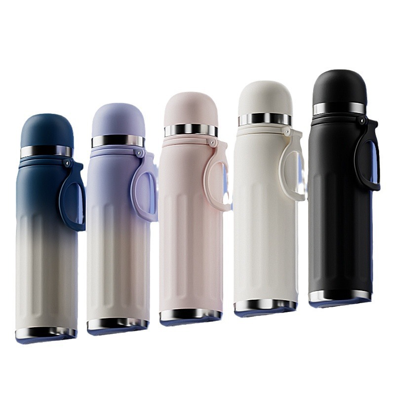 Cross-border high-appearance-level 316 stainless steel double-layer insulated cup, outdoor sports cup, press-and-bounce portable hand-held water bottle Item Picture