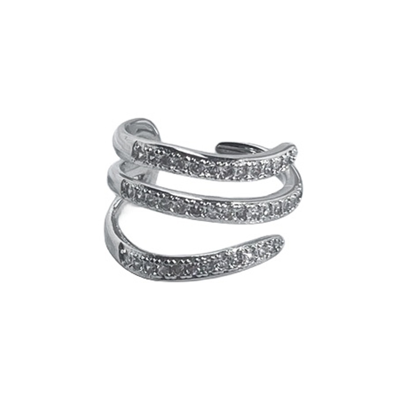 Irregular-line micro-inlaid elegant open ring for women, exquisite and versatile, light luxury and high-end, niche cold style ring Item Picture