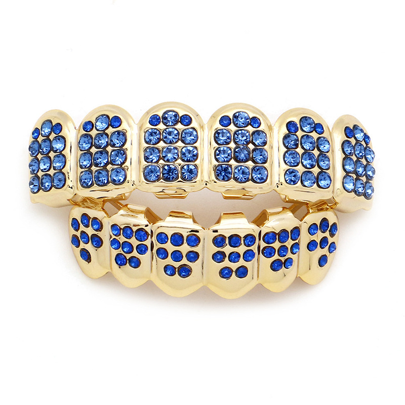 2024 Cross-border new gold-plated hip-hop braces for both men and women, multi-color diamond-encrusted six-toothed vampire sharp teeth accessories Application Scenario