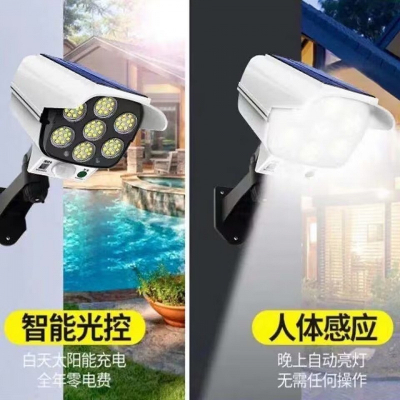 Solar-powered garden lamps, human-sensing outdoor yard lamps, home simulation surveillance cameras, charging lighting street lamps Specification drawing