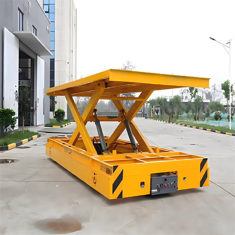 Trackless electric flat car workshop goods transportation and handling flat car battery 360-degree rotating electric flat car Application Scenario