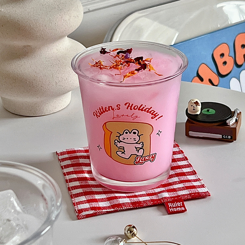 Bolimei Korean InS-style cat glass milk cup, girlish water cup, glass cup, large-capacity drinking cup Application Scenario