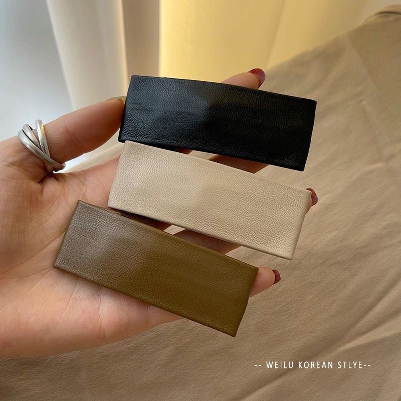 Korean-style simple and high-end leather bb hair clips, versatile for women, side clips, bangs clips, hair clips for the back of the head, broken hair clips Specification drawing