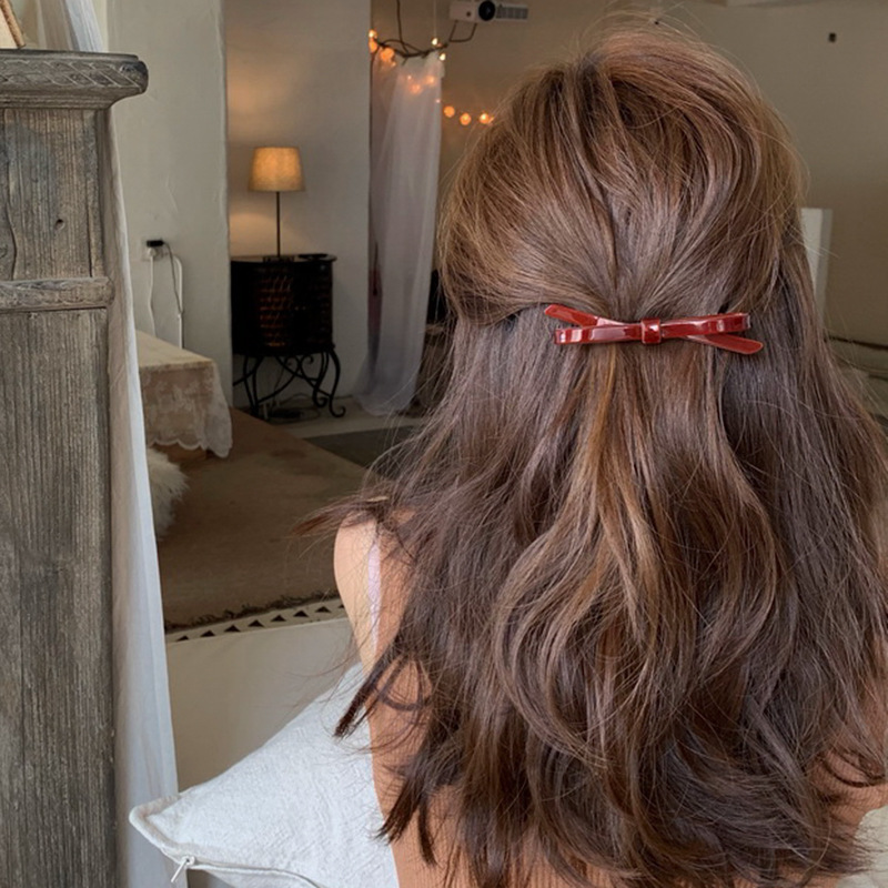 Sweet and cool style acetate bow hair clip, ins spring clip, Korean hair clip, women's hair accessory edge clip, bangs top clip full figure