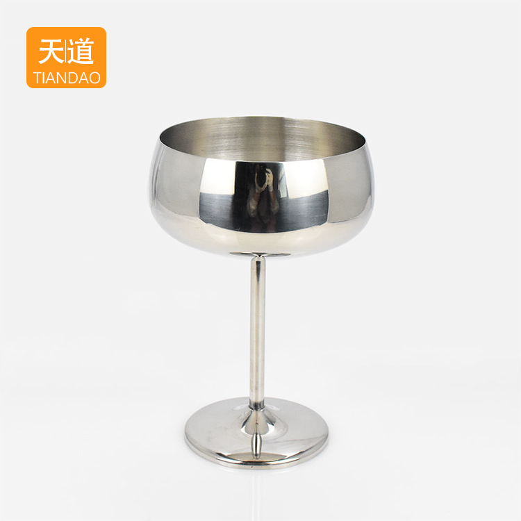 Stainless steel wine glass, bar creative tall glass, 304 metal cocktail champagne glass, cross-border durable wine glass full figure