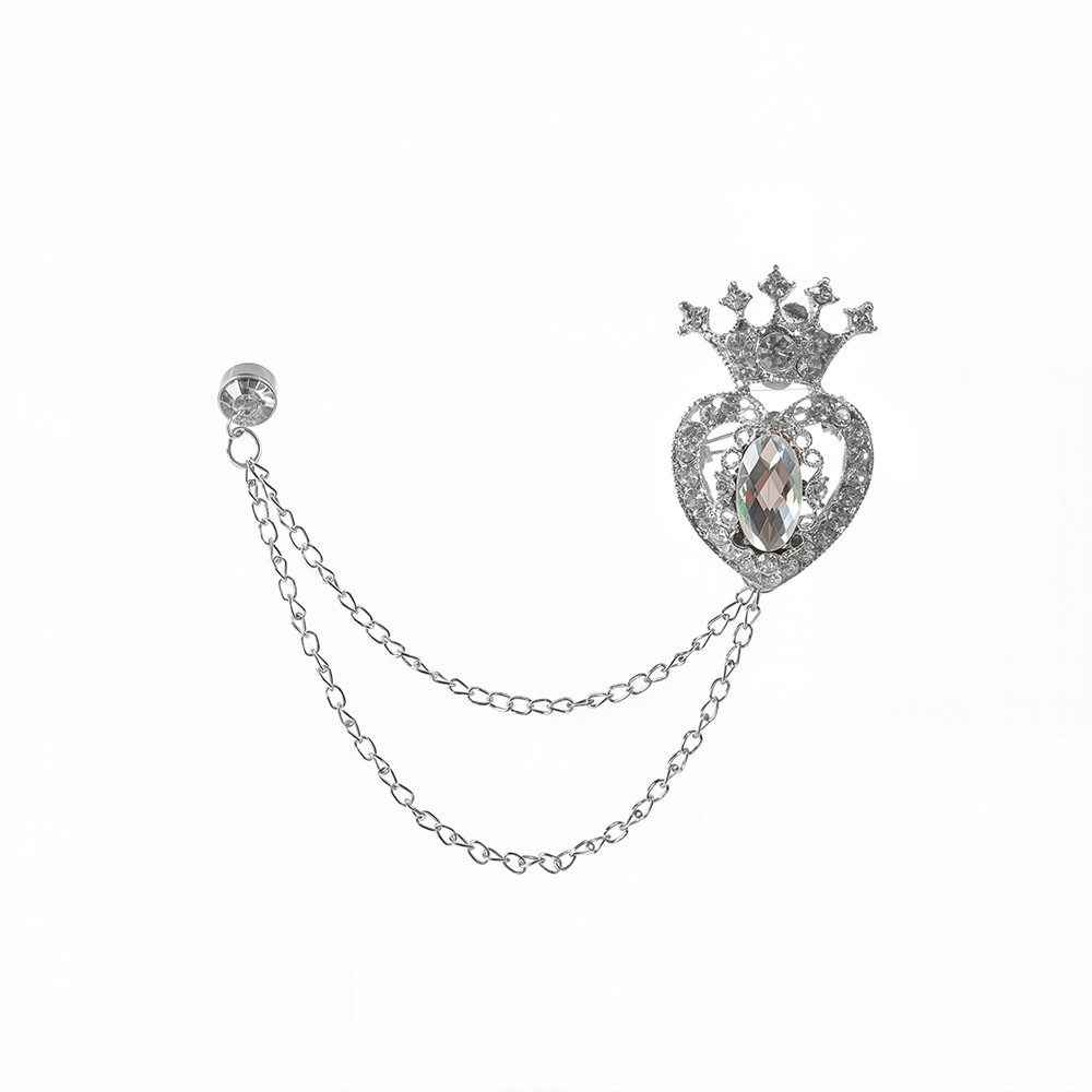 Korean-style trendy retro college style diamond-encrusted tile-shaped brooch, niche design sense, high-end and fashionable chest accessory Item Picture