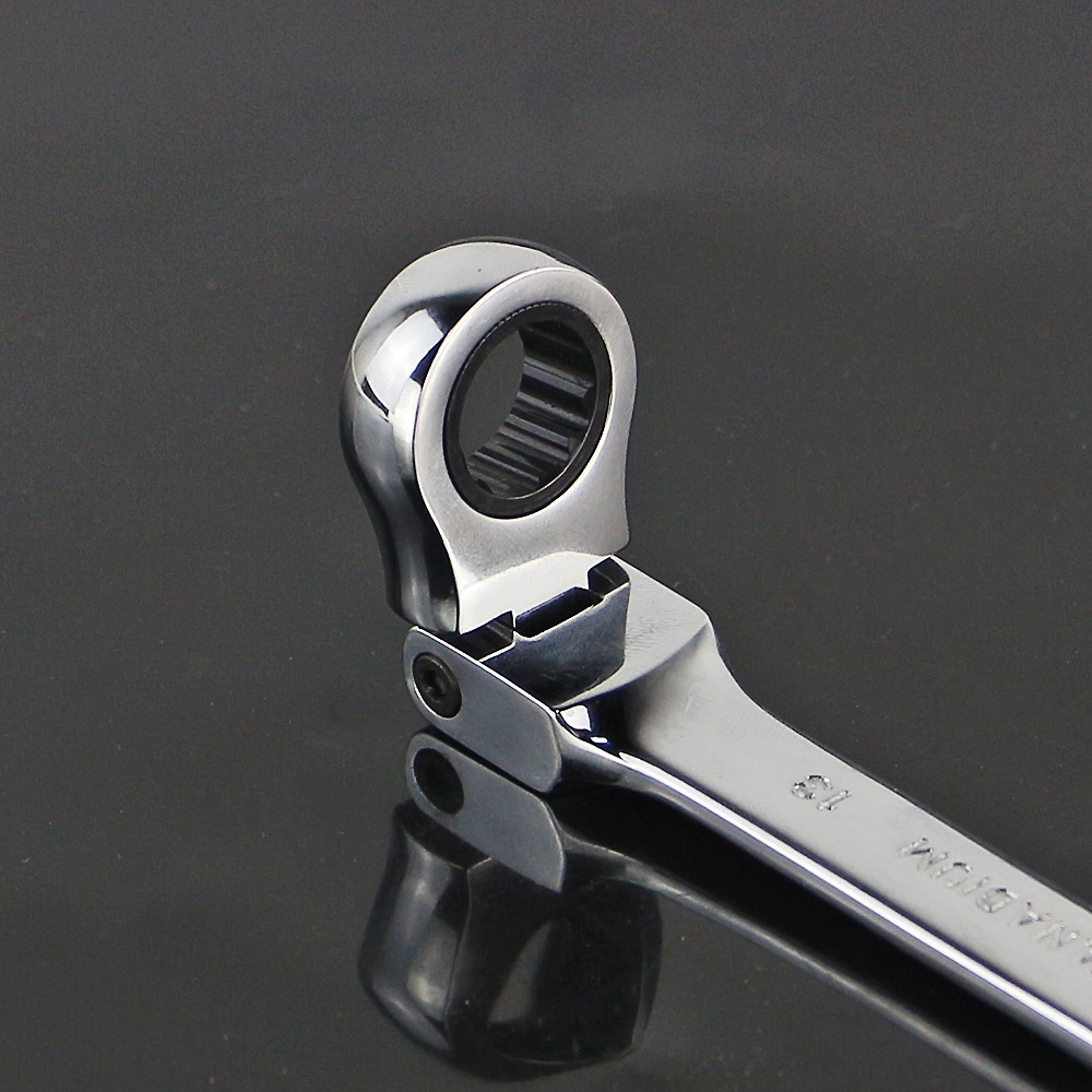 Matte mirror surface adjustable head quick shaking ratchet wrench 8-19 crv72 teeth fully polished Specification drawing