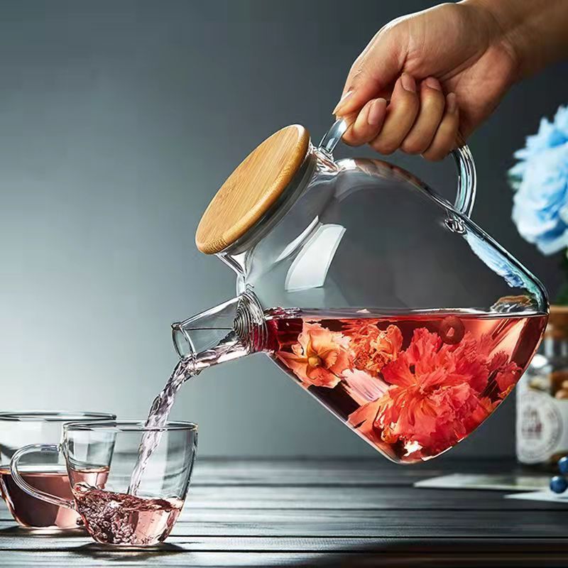 High borosilicate heat-resistant glass explosion-proof brewing teapot, household cooling water kettle, boiling teapot, fruit teapot, large-capacity tea set full figure