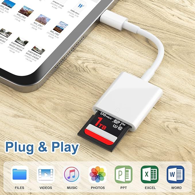 The sd card reader for the trendy camera is compatible with Apple phones, SONY, Canon, Nikon, and memory cards for direct transfer to OTG Application Scenario
