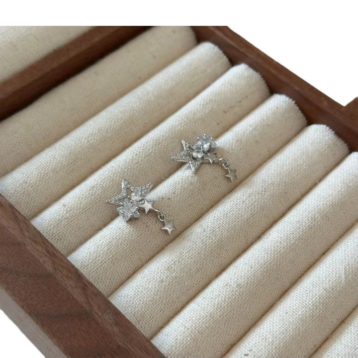Star River ~ New Zircon Star Tassel Stud Earrings, a unique bestseller, exudes a sense of light luxury and high-end elegance, and is a niche earpiece Item Picture