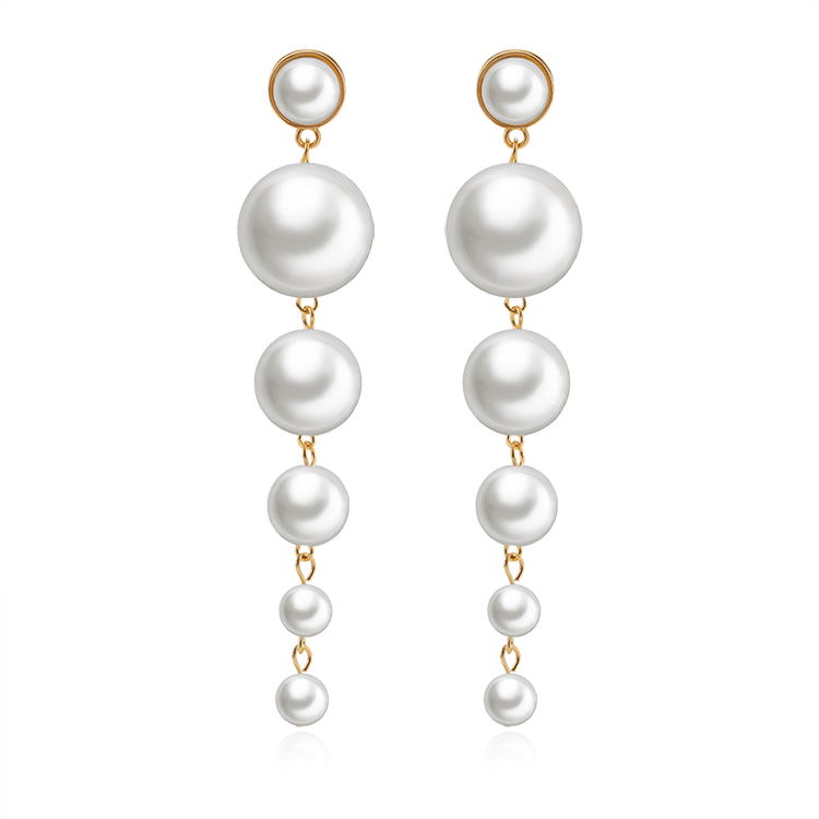 Wholesale of elegant large string of long pearl earrings and Baroque exaggerated long earrings from Japanese and Korean socialites Item Picture