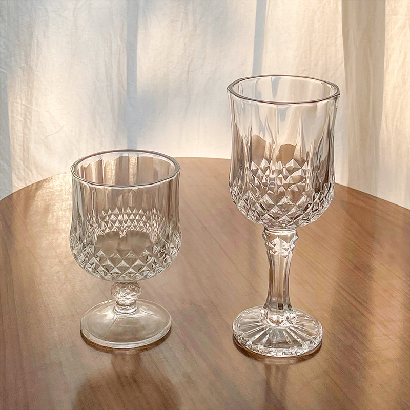 ins popular restaurant juice cup, diamond highball cup, pineapple with legs, drink cup, high appearance level glass water cup 3201 full figure