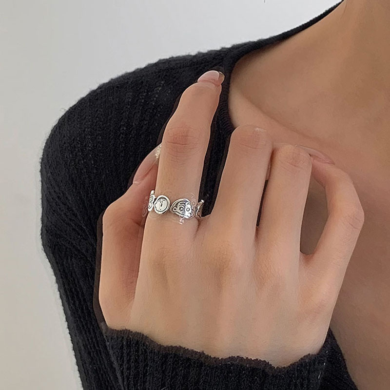 Cute anime cartoon character Shin-chan ring for women's Instagram niche design Open adjustable index finger ring 2022 New style Application Scenario