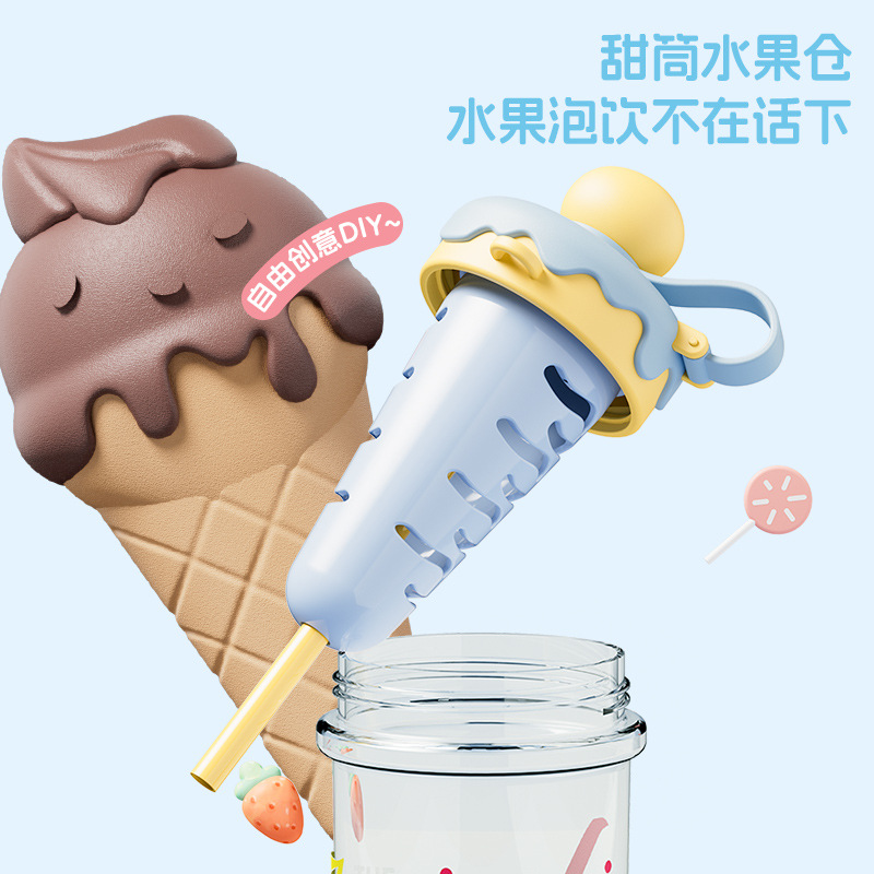 High-appearation-level portable backpack tea and water separation tea cup, large-capacity straw plastic cup, sports water bottle for girls Specification drawing