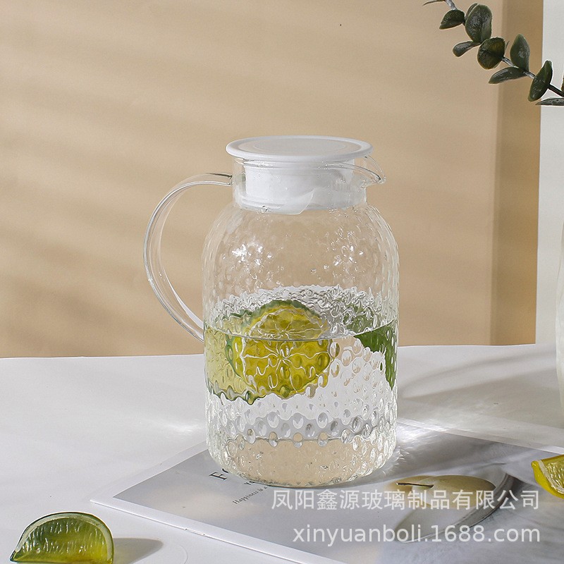 "Light luxury high borosilicate glass wheat ear water ware five-piece set, cold and hot resistant household water kettle and cup set, promotional gift for attracting customers. Specification drawing