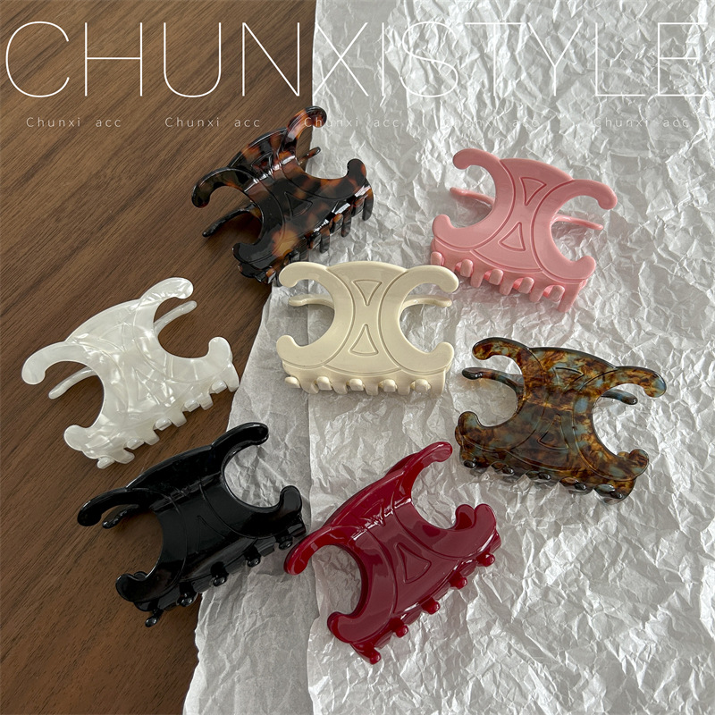 Arc de Triomphe Acetate Large Grab Hair Clip for Women's Summer 2023 New Style, High-end High ponytail shark clip at the back of the head full figure