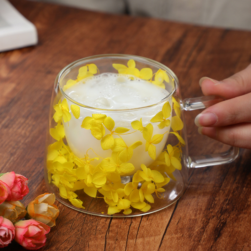 New cross-border internet-famous universal double-layer glass cup, high appearance level souvenir coffee cup, high borosilicate simple cup Application Scenario