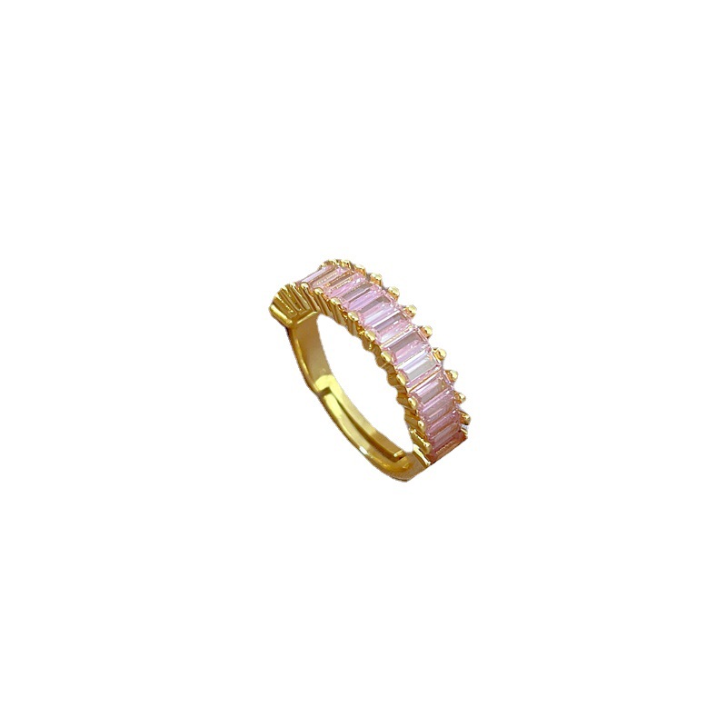 【 Real Gold 】 European and American fashion design geometric opening ring, rectangular, unique and stylish, ins style index finger ring Item Picture