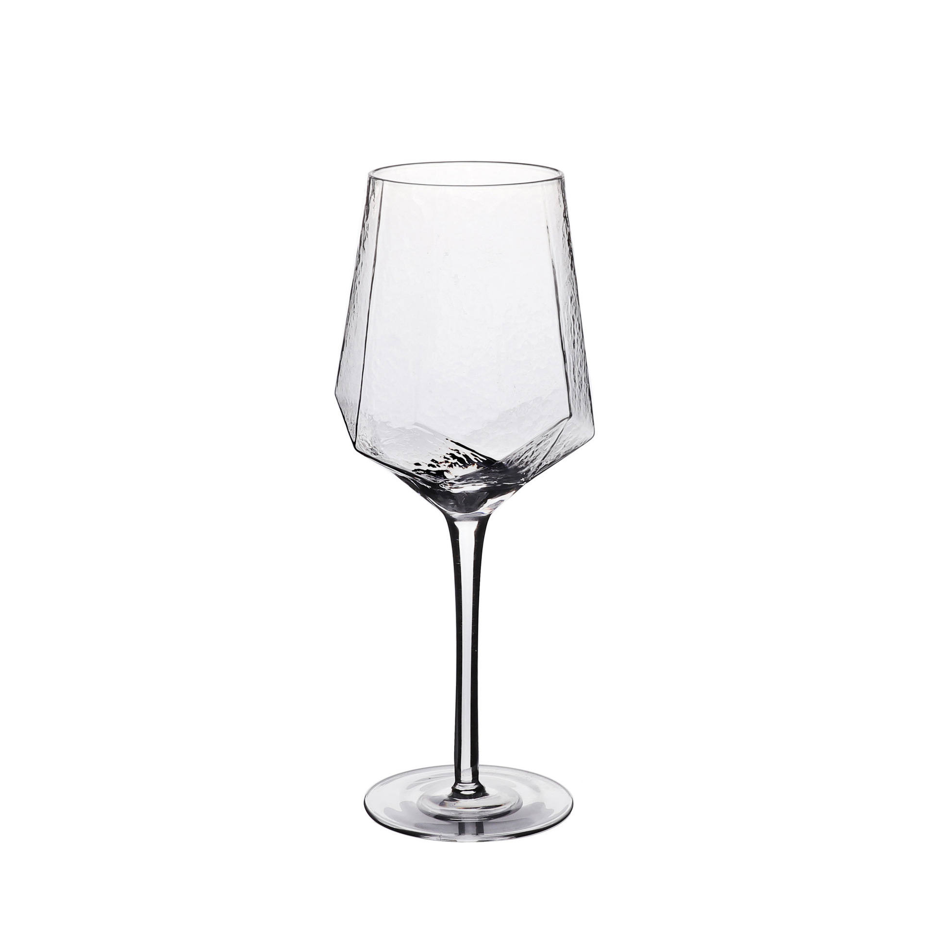 Light luxury diamond hammer-patterned red wine glass, creative geometric cut champagne glass, water glass, restaurant household hammer-patterned red wine glass Item Picture