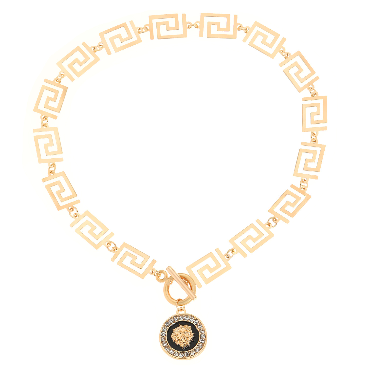 A set of four-piece jewelry for women, featuring cross-border retro and individual hip-hop style lion-head earrings, necklaces, bracelets and rings from the Middle East, Europe and America Item Picture