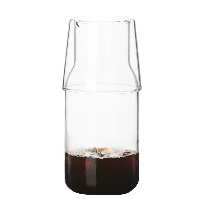 Japanese-style glass one-pot and one-cup set water cup, one-person drink beverage cup, milk cup, breakfast cup, cold drink juice cup Item Picture