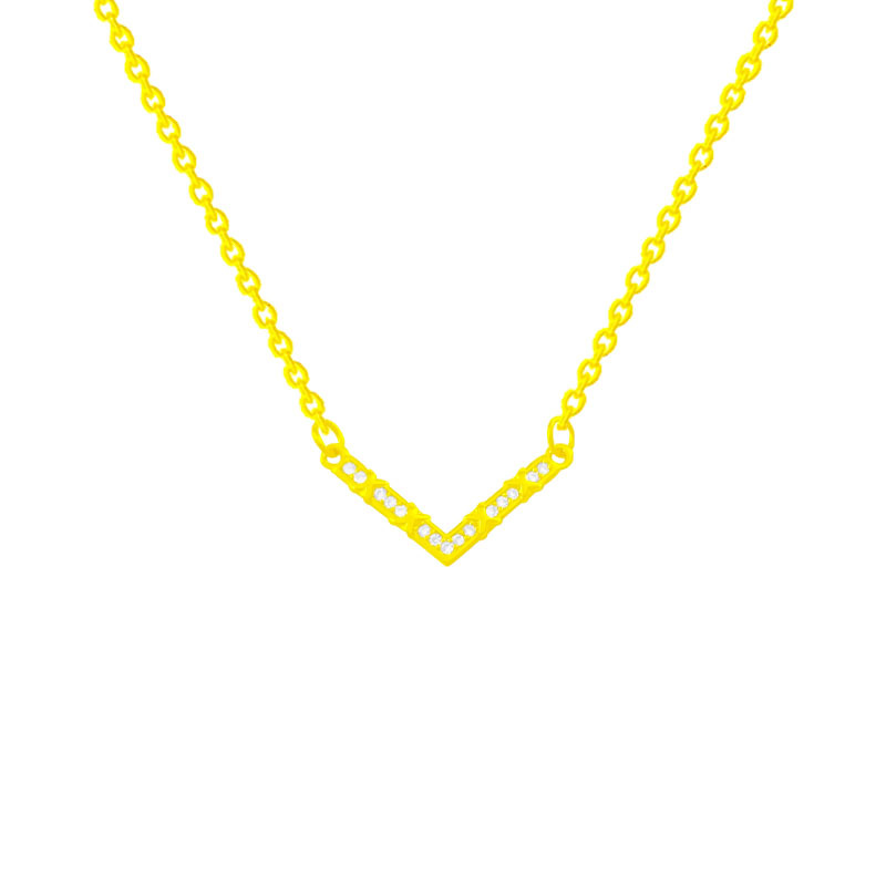 Korean simple and versatile letter necklace for women, light luxury with zircon V-shaped pendant, niche design sense, neckchain and collarbone chain Item Picture