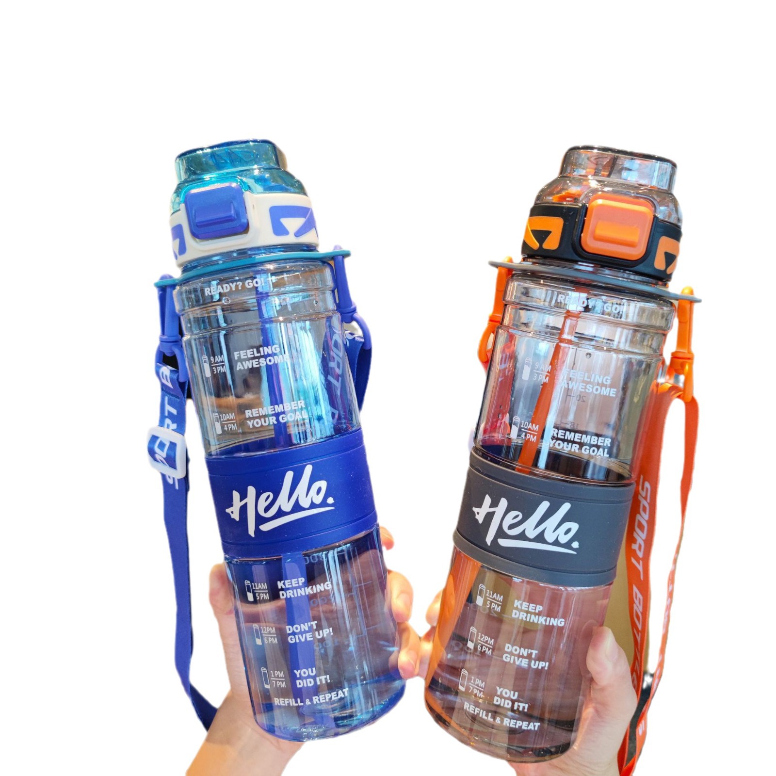 Wholesale summer portable backpack, duckbill, straw, plastic water cup, high appearance level, transparent water bottle, cross-border e-commerce 1000ml Item Picture